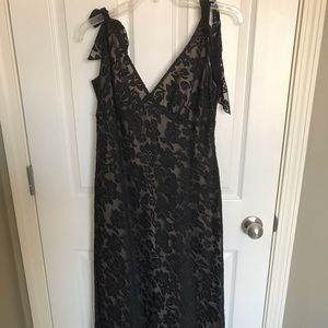 Evan Picone Black and Tan lace dress with ties